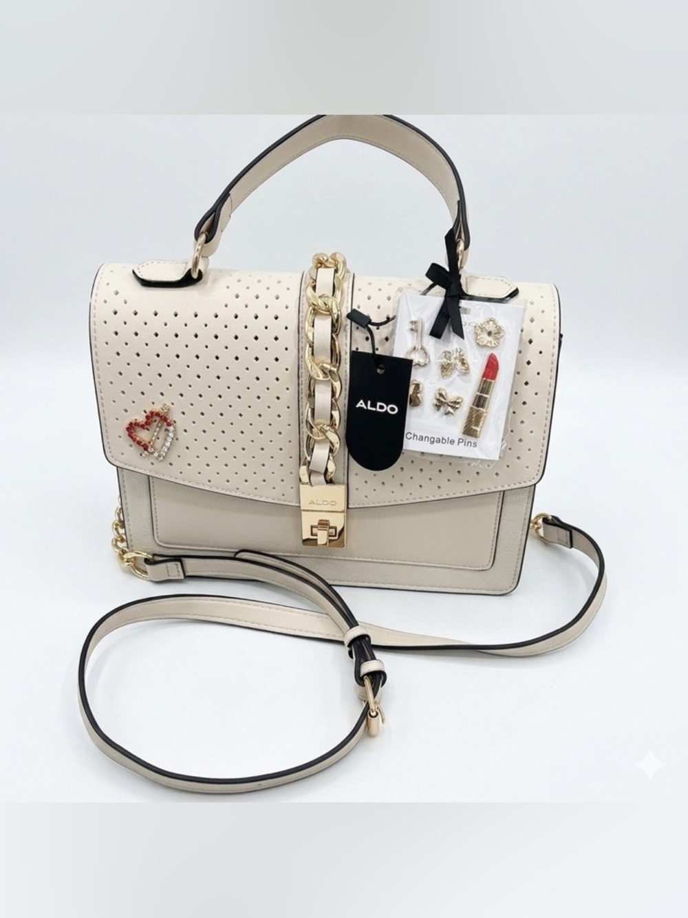 ✨ Aldo Perforated Satchel with Customizable Pins ✨